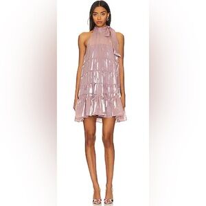 Likely Gianni Tiered Mini Dress in Shimmery Misty Lilac